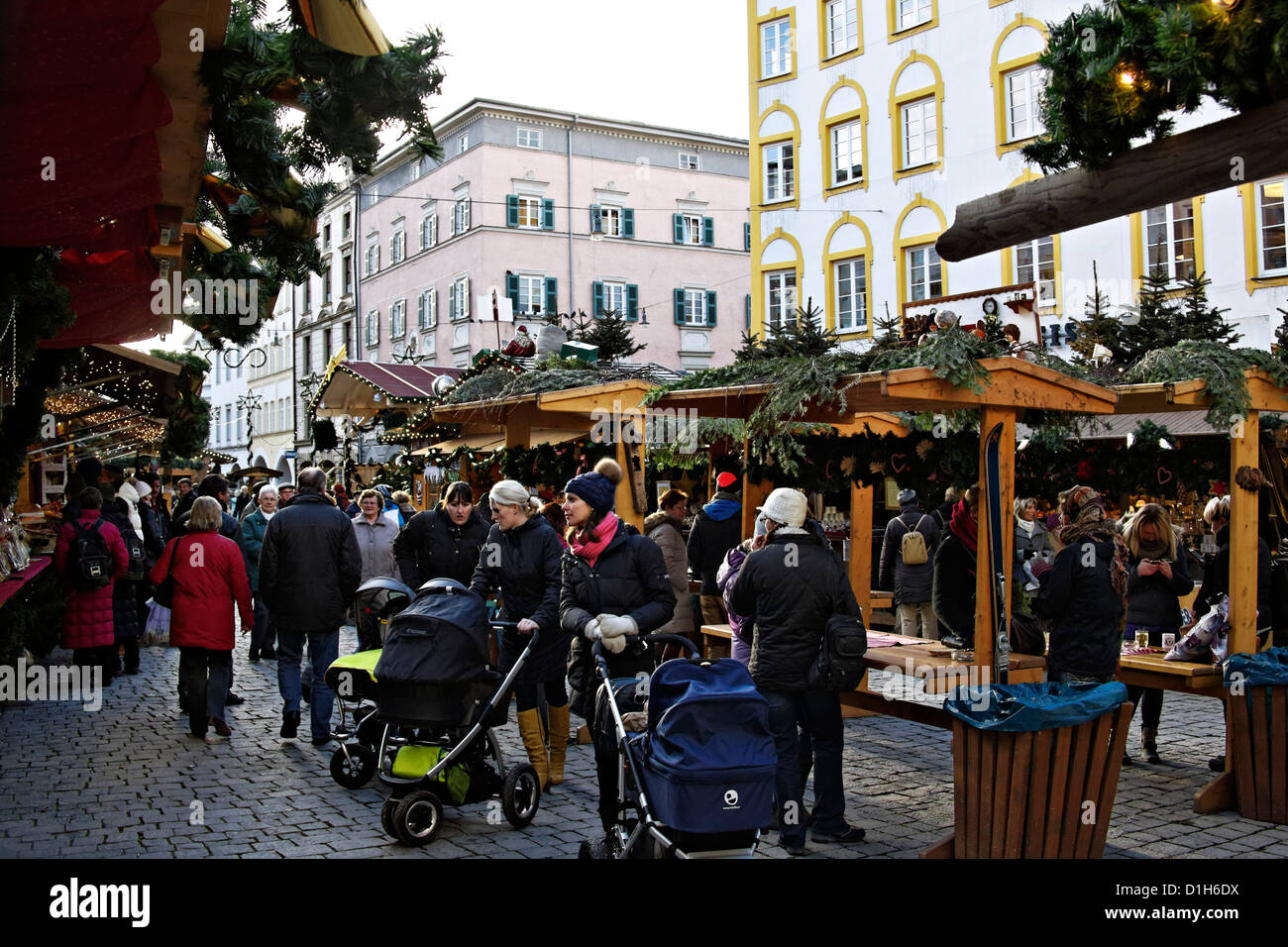 Christmas market, Rosenheim Upper Bavaria Germany Europe Stock Photo