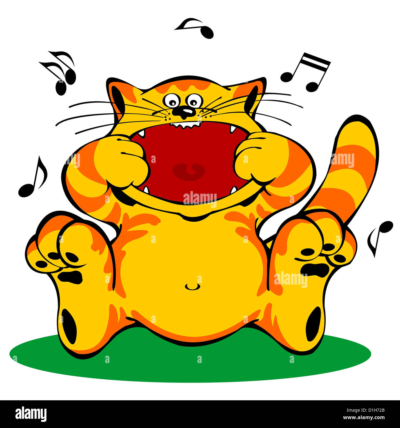 Illustration of singing red cat Stock Photo