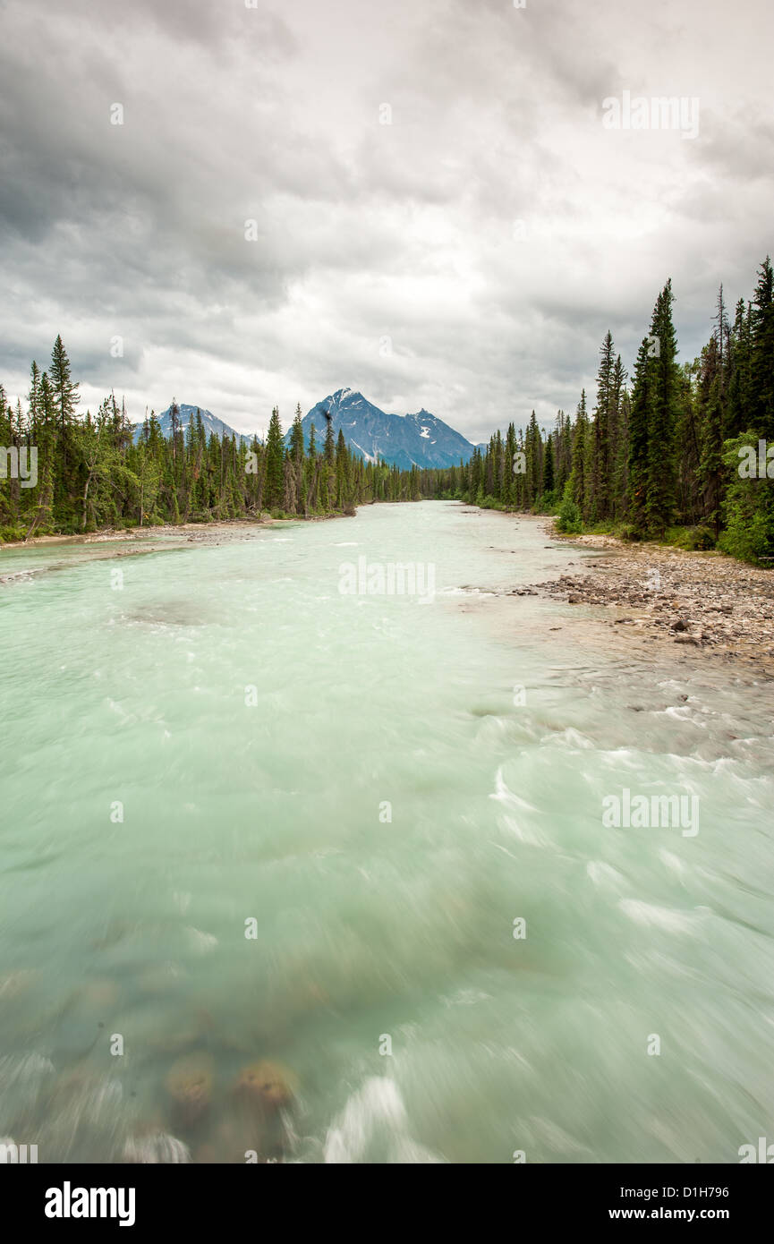 Scenic river in Jasper National Park, Alberta, Canada Stock Photo