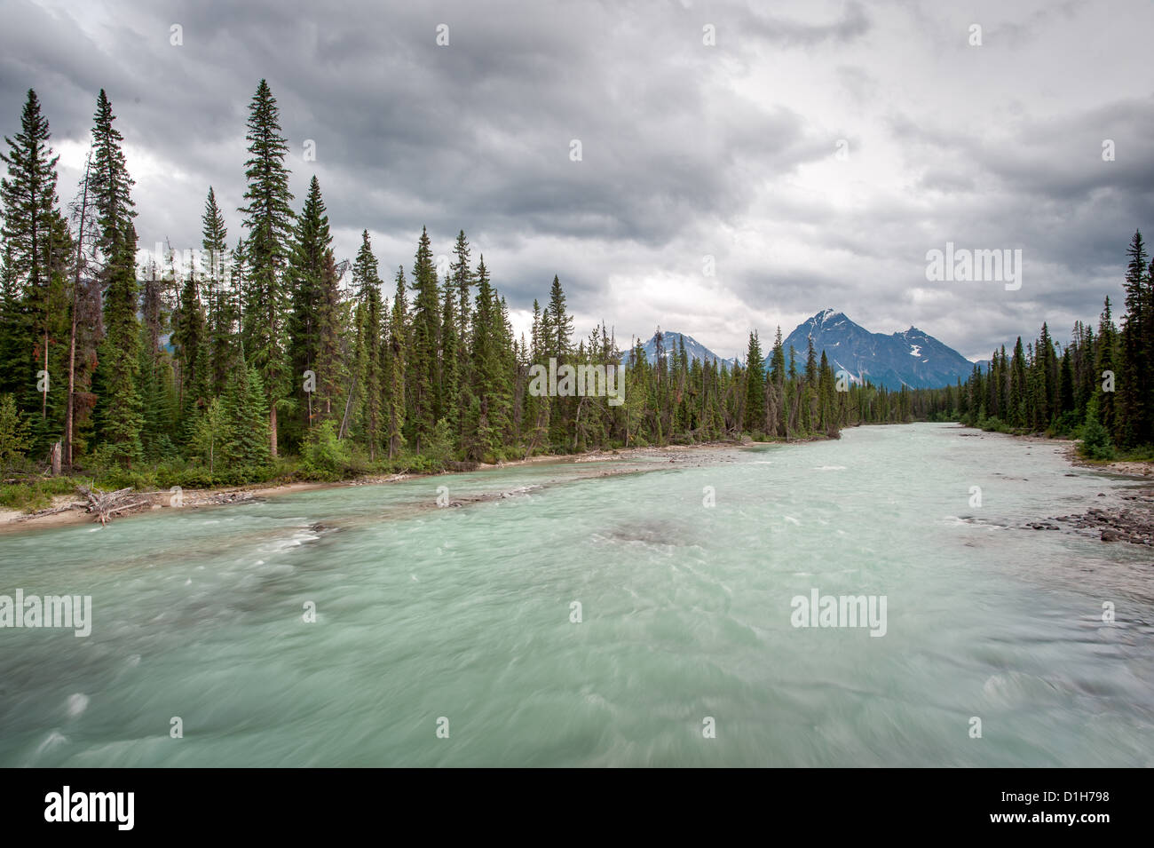 Scenic river in Jasper National Park, Alberta, Canada Stock Photo
