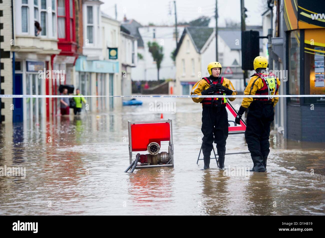 Braunton in Devon where flooding has sealed off the town and brought