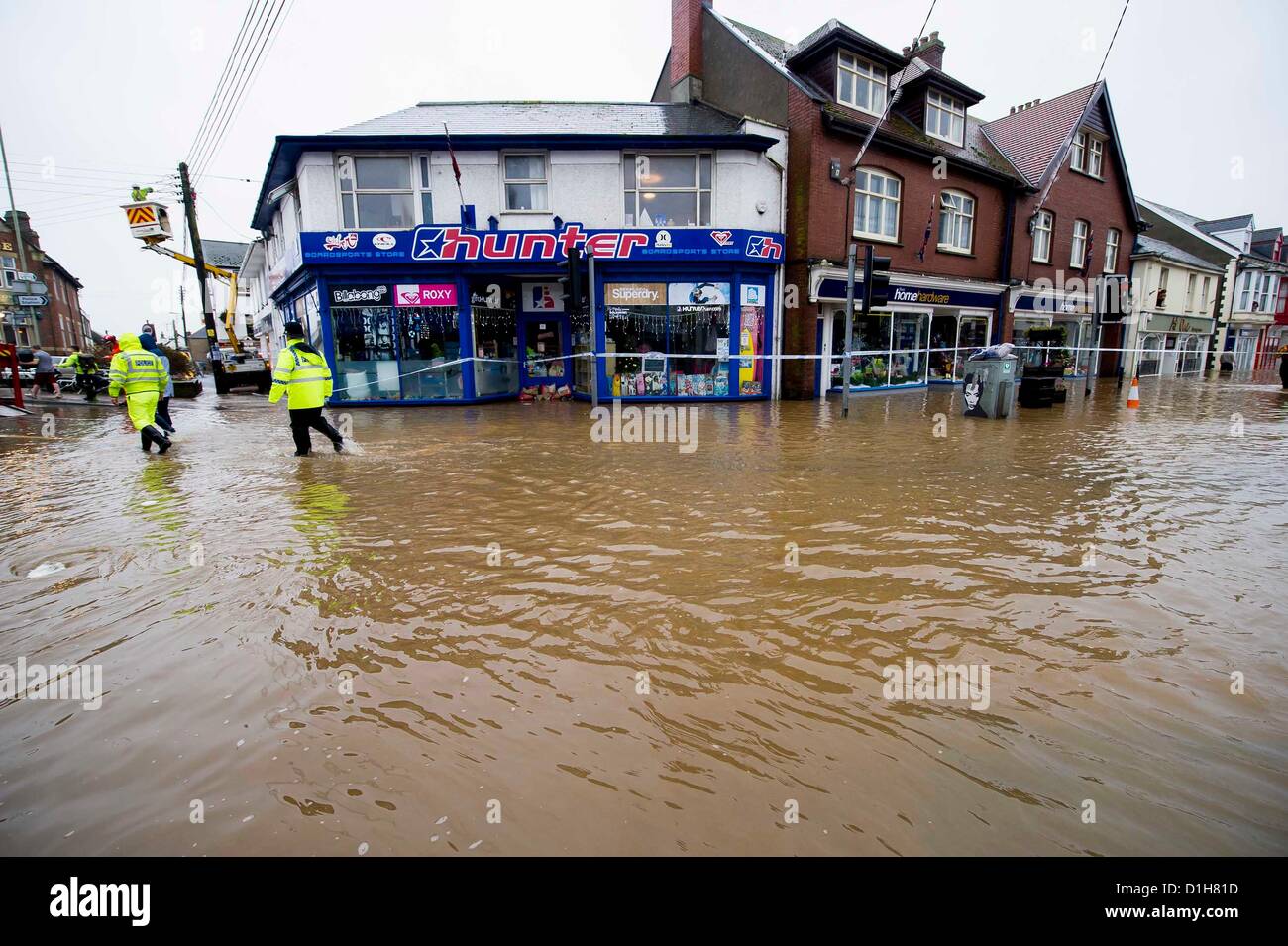 Braunton in Devon where flooding has sealed off the town and brought