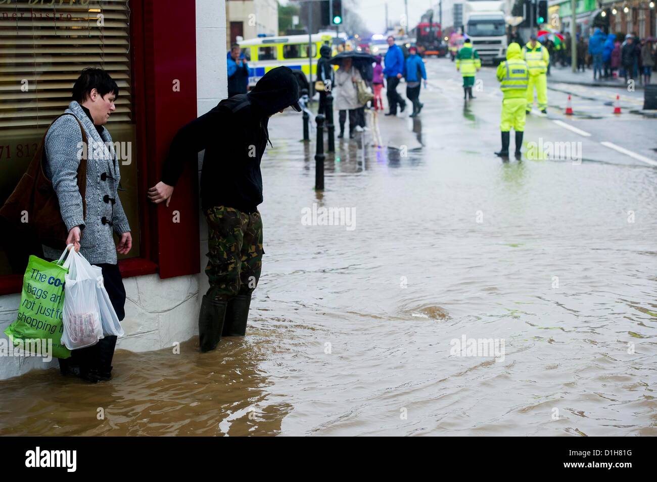 Braunton in Devon where flooding has sealed off the town and brought Christmas chaos to residents, Devon, UK Stock Photo