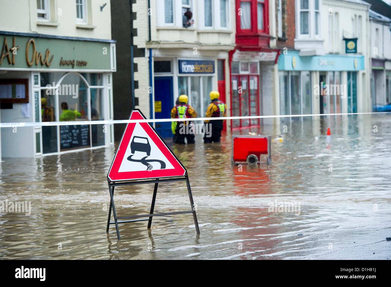 Braunton in Devon where flooding has sealed off the town and brought Christmas chaos to residents, Devon, UK Stock Photo