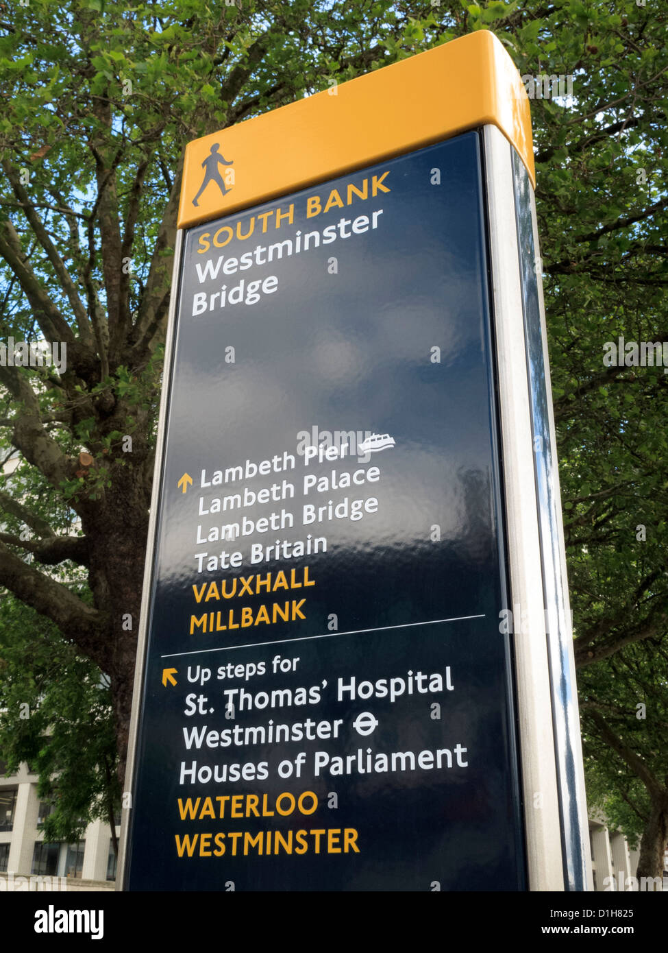 South Bank Directional Sign Westminster Bridge Westminster London England Stock Photo