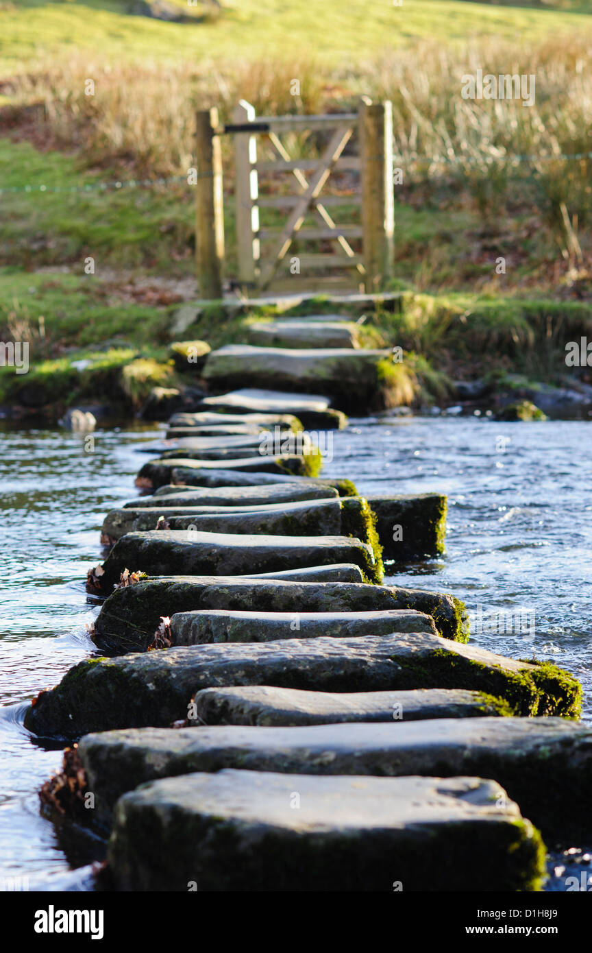 Stepping Stones close to Ambleside in the Lake District Stock Photo