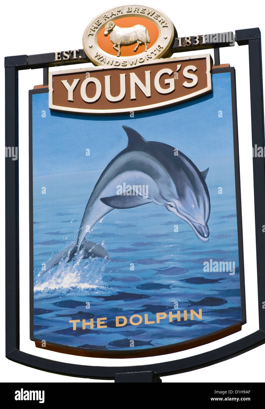The Dolphin Pub Sign uk pub signs uk english pub signs uk Cut Out Stock Photo