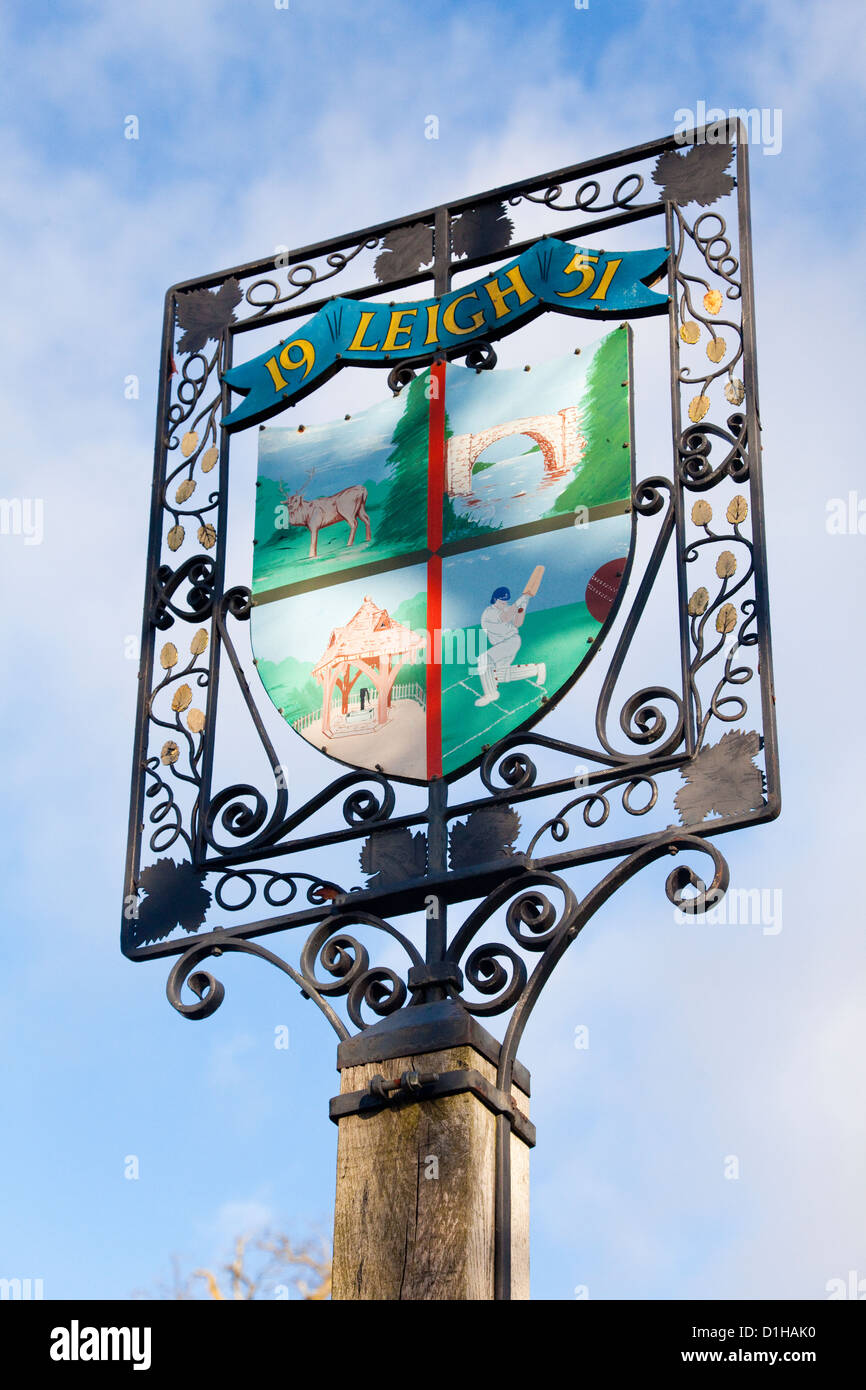 Village sign, Leigh, Kent, UK Stock Photo Alamy