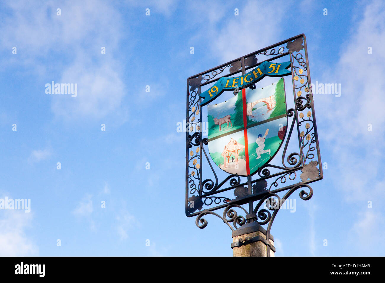 Village sign, Leigh, Kent, UK Stock Photo Alamy
