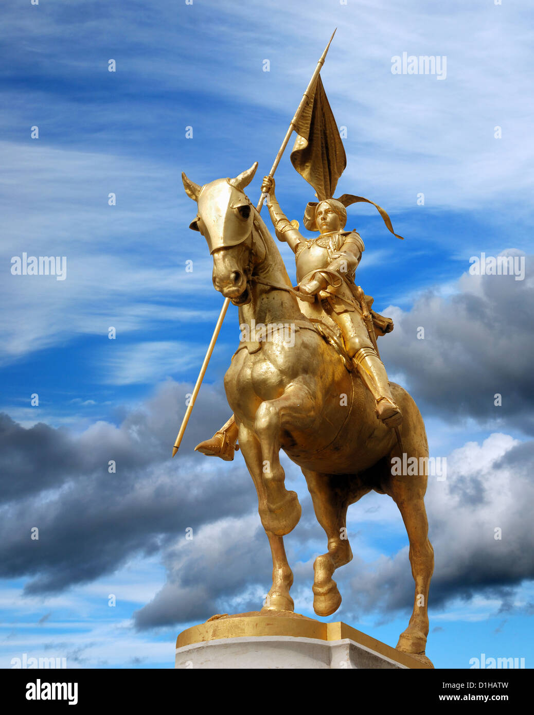 Statue of Joan of Arc (Jeanne d'Arc) on Place Pyramides in Paris, France. Stock Photo