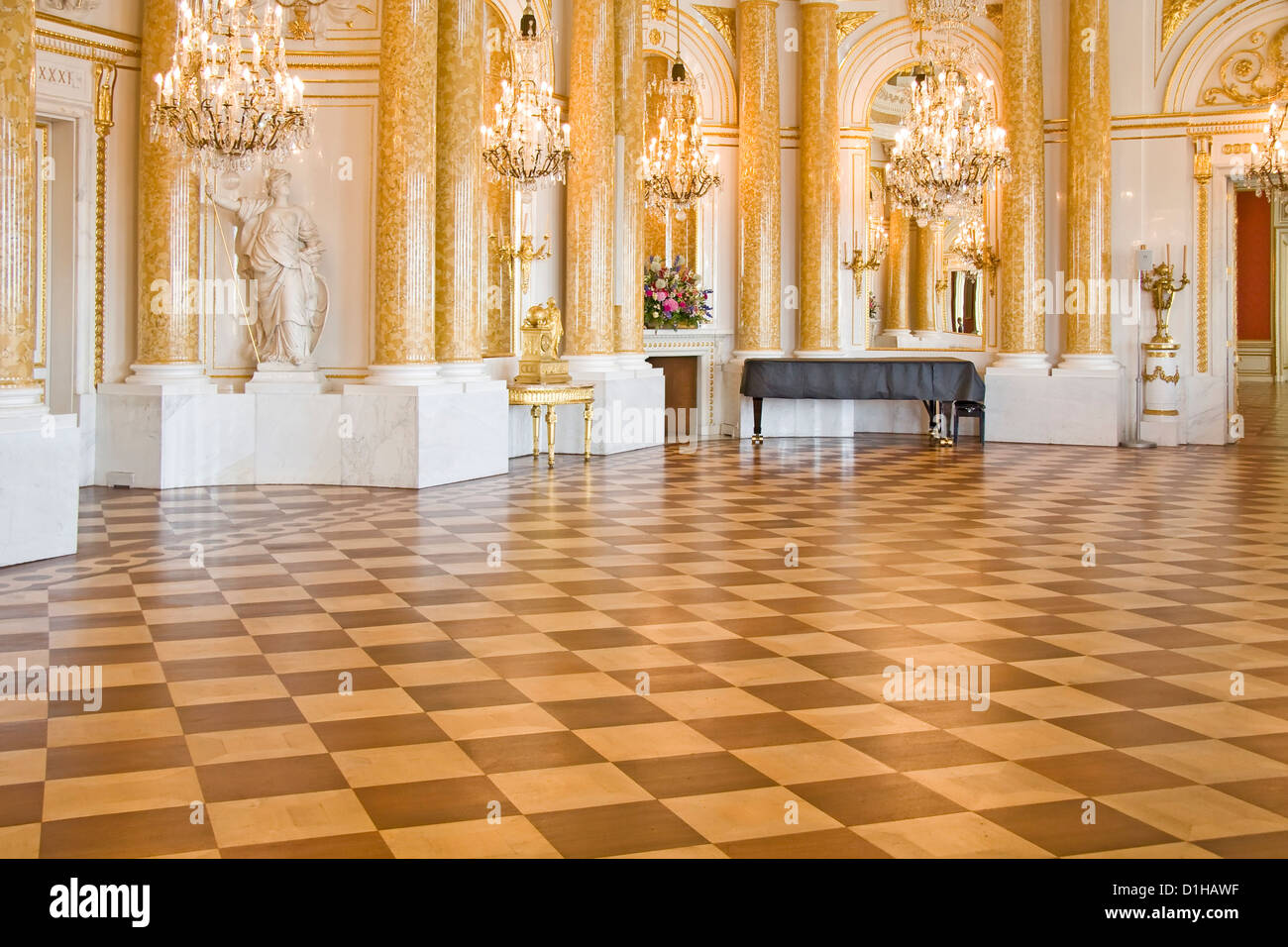 Ball room in Royal Castle in Warsaw. World Heritage List. Stock Photo