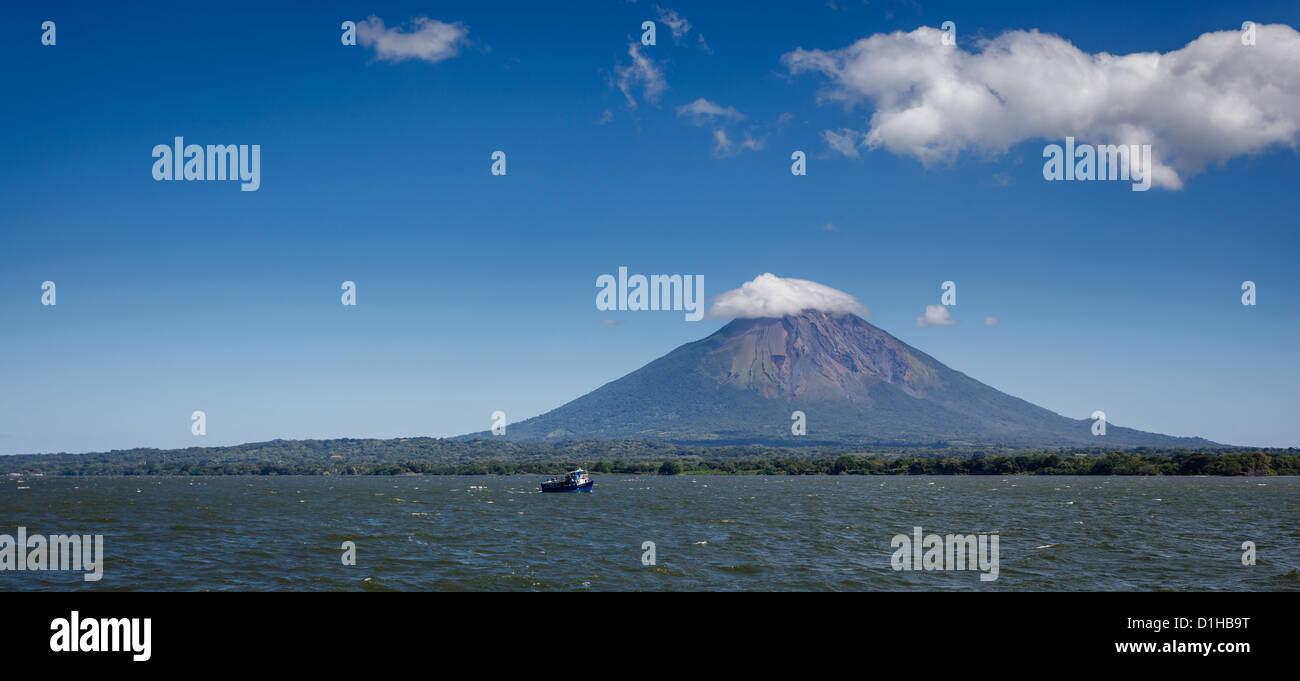 Landscape view of volcano Conception on Ometepe Island, Nicaragua from the sea. Stock Photo