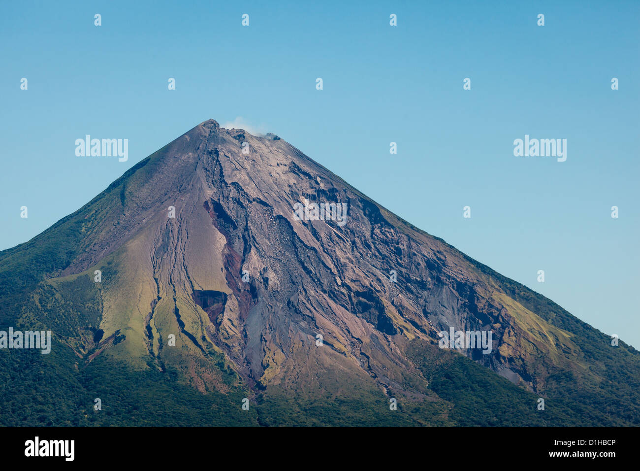 Closeup of the rugged top of Conception volcano on Ometepe Island, Nicaragua in Central America Stock Photo