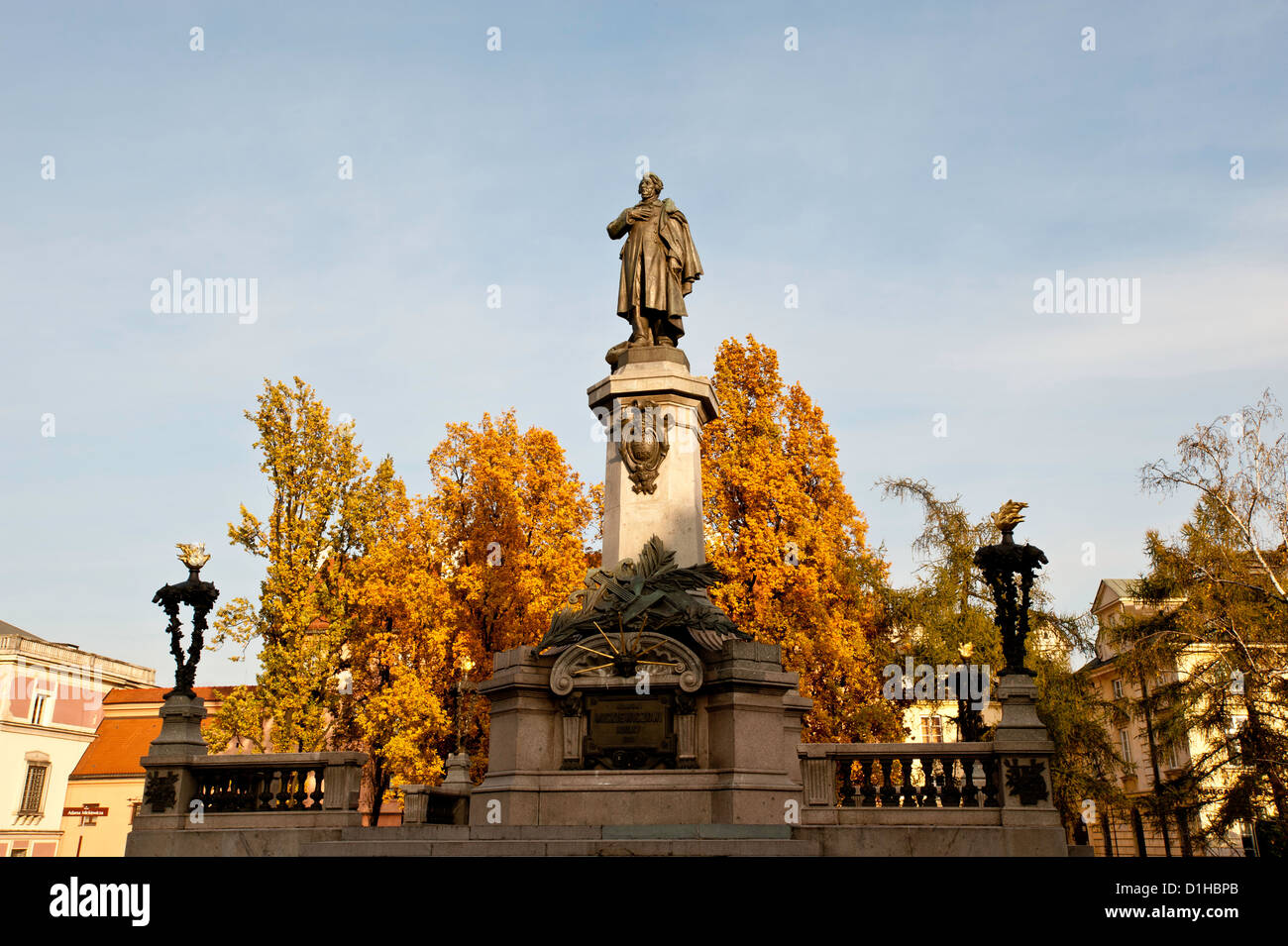 Mickiewicz Monument, Warsaw, Poland Stock Photo