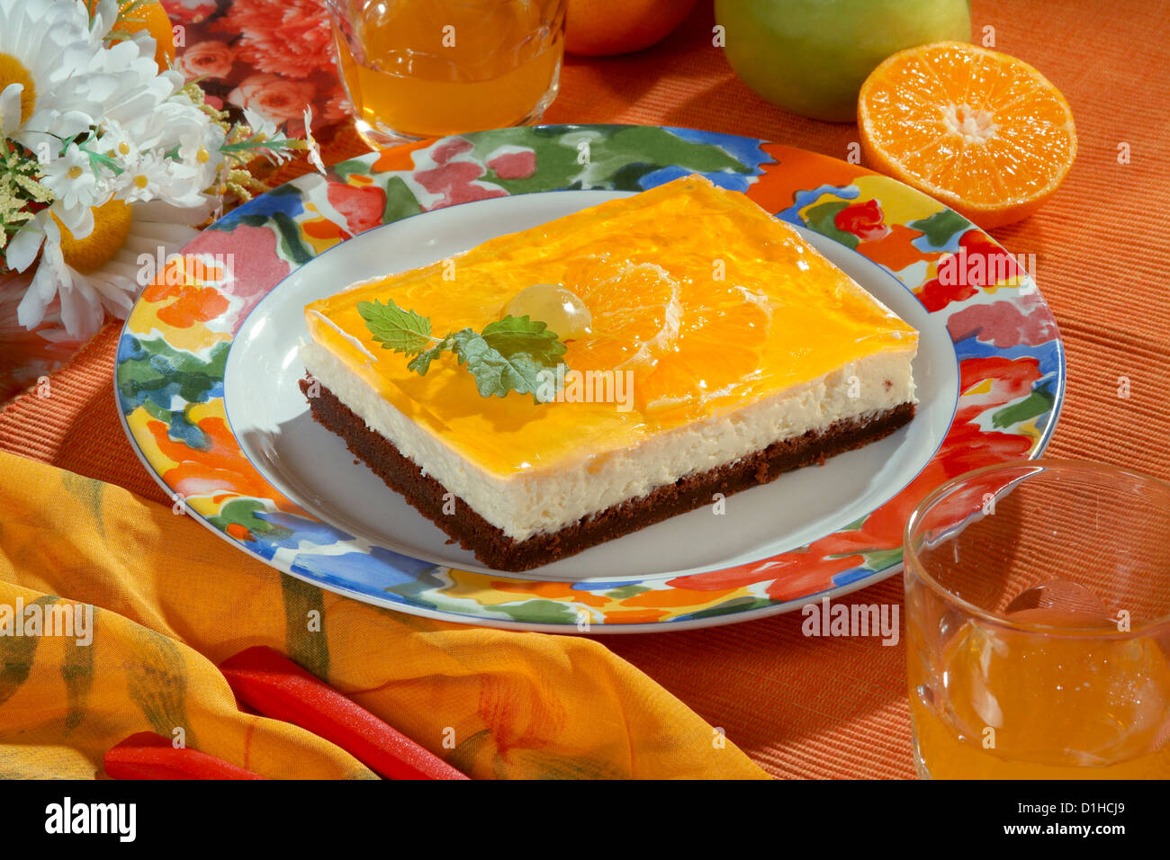 Cheesecake with fruit jelly Stock Photo Alamy