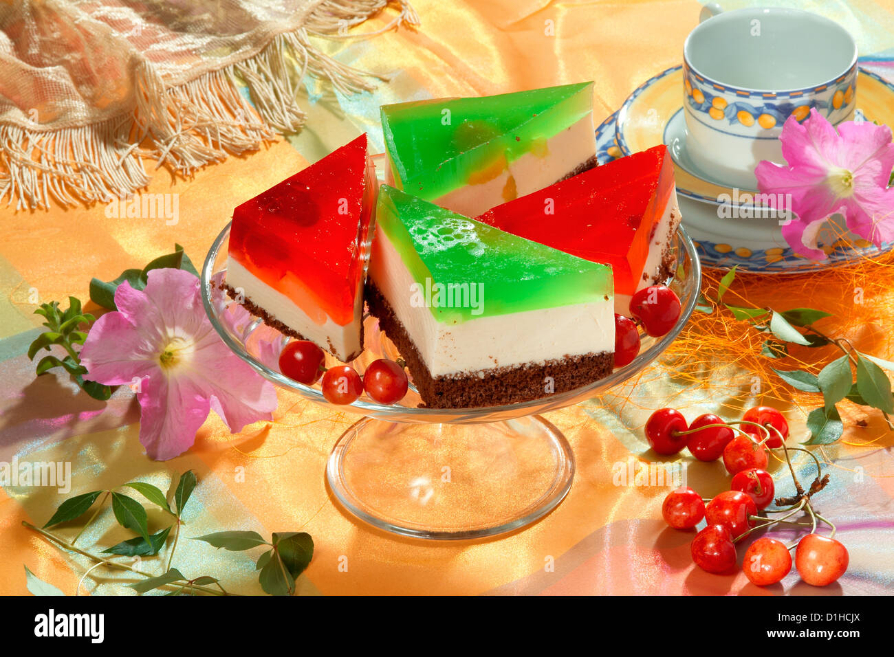 Cheesecake with fruit jelly Stock Photo Alamy