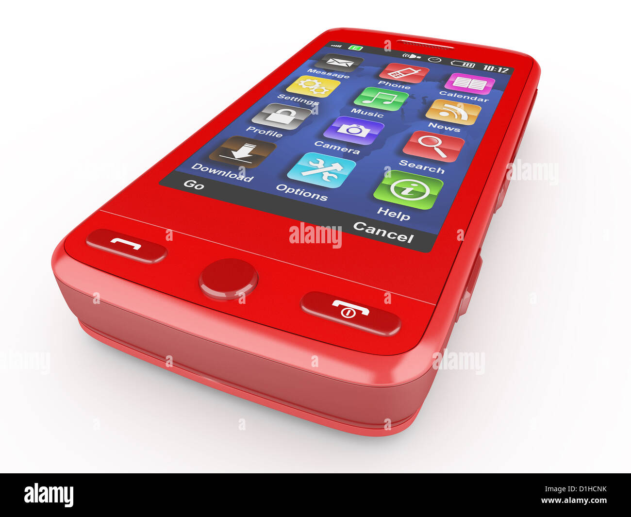 Red mobile phone on white isolated background. 3d Stock Photo Alamy