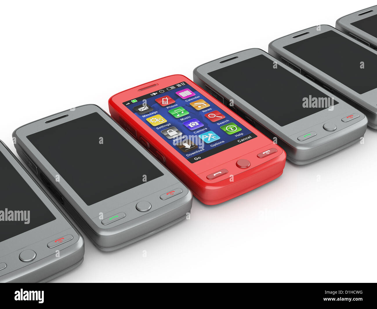 Mobile phones on white isolated background. 3d Stock Photo - Alamy