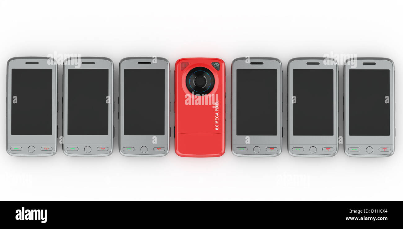 Mobile phones on white isolated background. 3d Stock Photo - Alamy