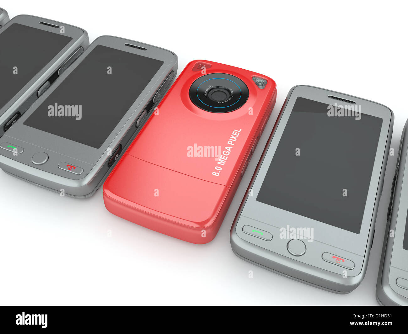 Mobile phones on white isolated background. 3d Stock Photo - Alamy