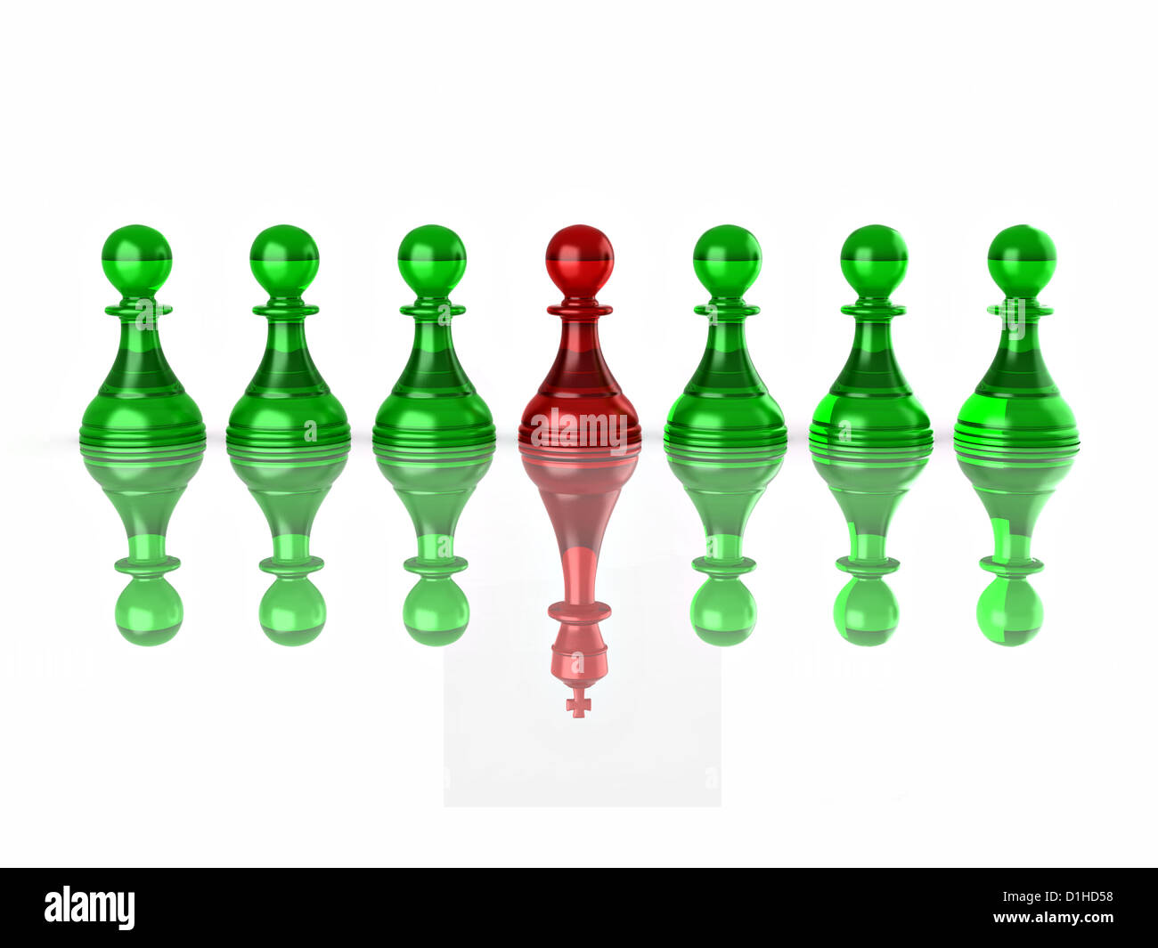 Conceptual image of magalomania or uniqe. Chess. 3d Stock Photo