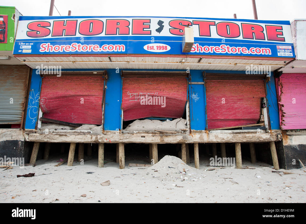 Seaside Heights, NJ, USA, 22 December, 2012. The Shore Store seen on MTV's 'Jersey  Shore' sustained damage after Superstorm Sandy Stock Photo - Alamy