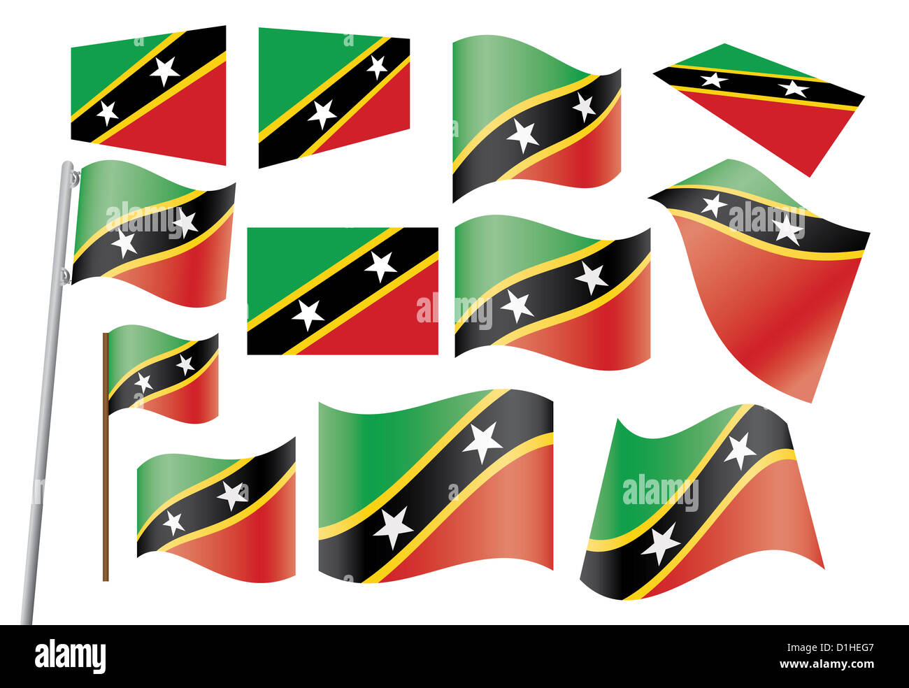 set of flags of Saint Kitts and Nevis Stock Photo Alamy