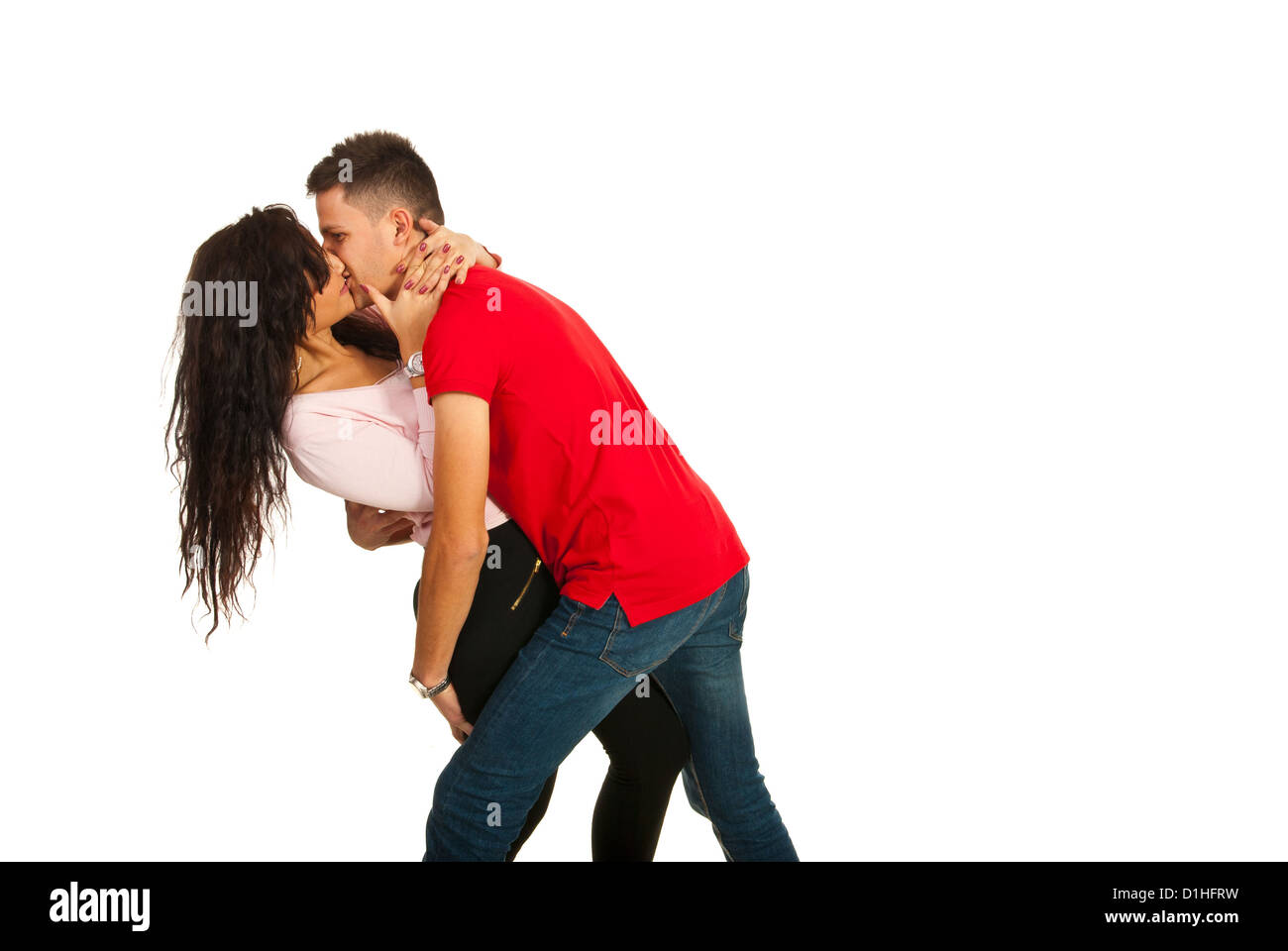 Two friends kissing happy man hi-res stock photography and images