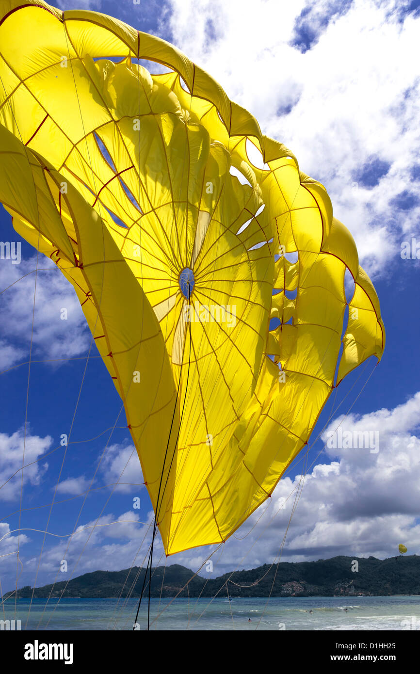 Open parasail canopy flutters in wind Stock Photo Alamy