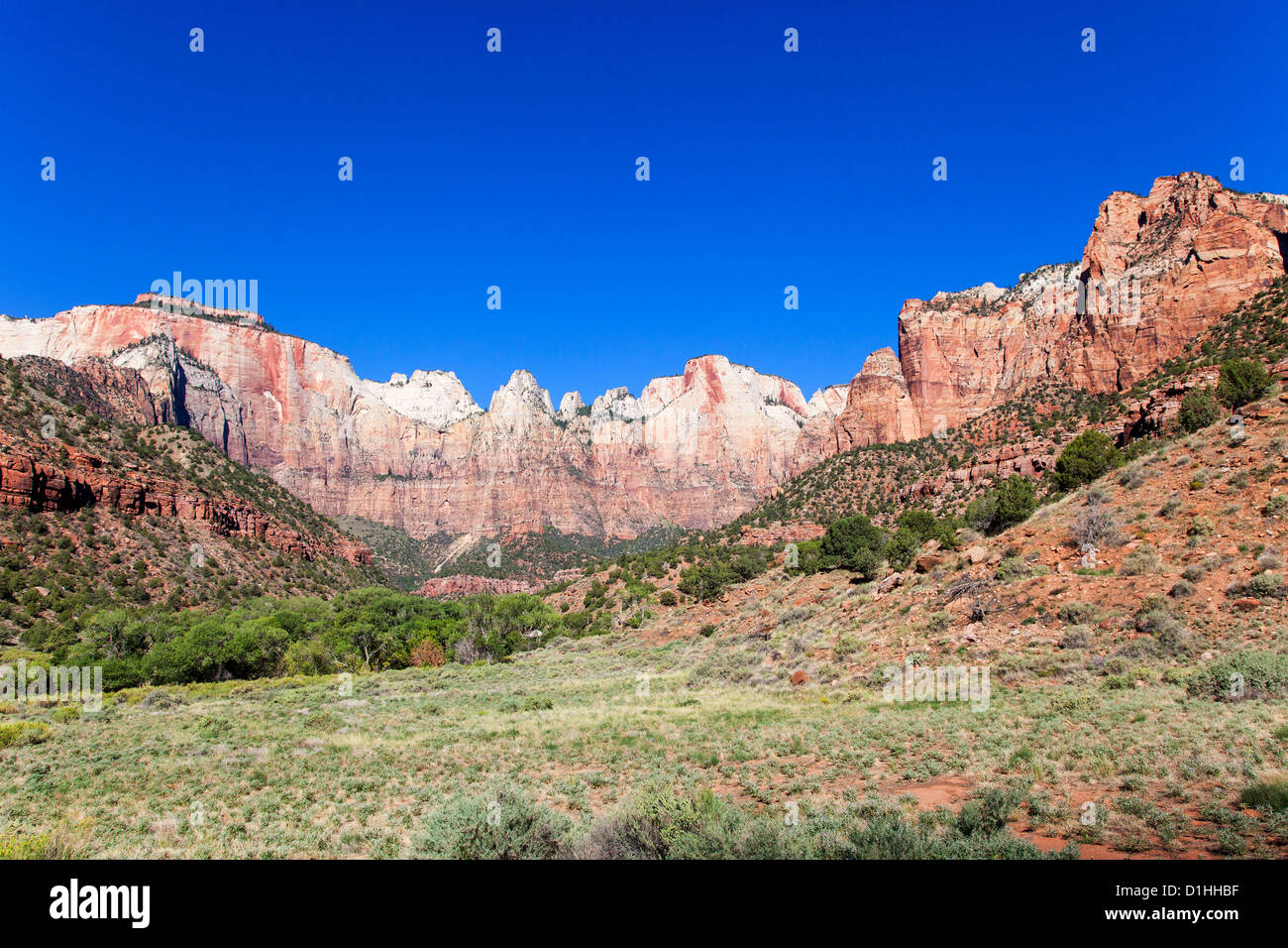 Towers of the Virgin, Zion NP, Utah Stock Photo