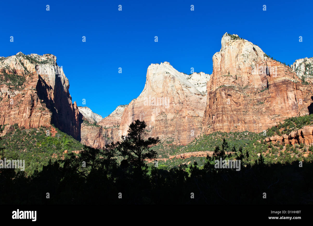 Court of the Patriarchs, Zion NP, Utah Stock Photo