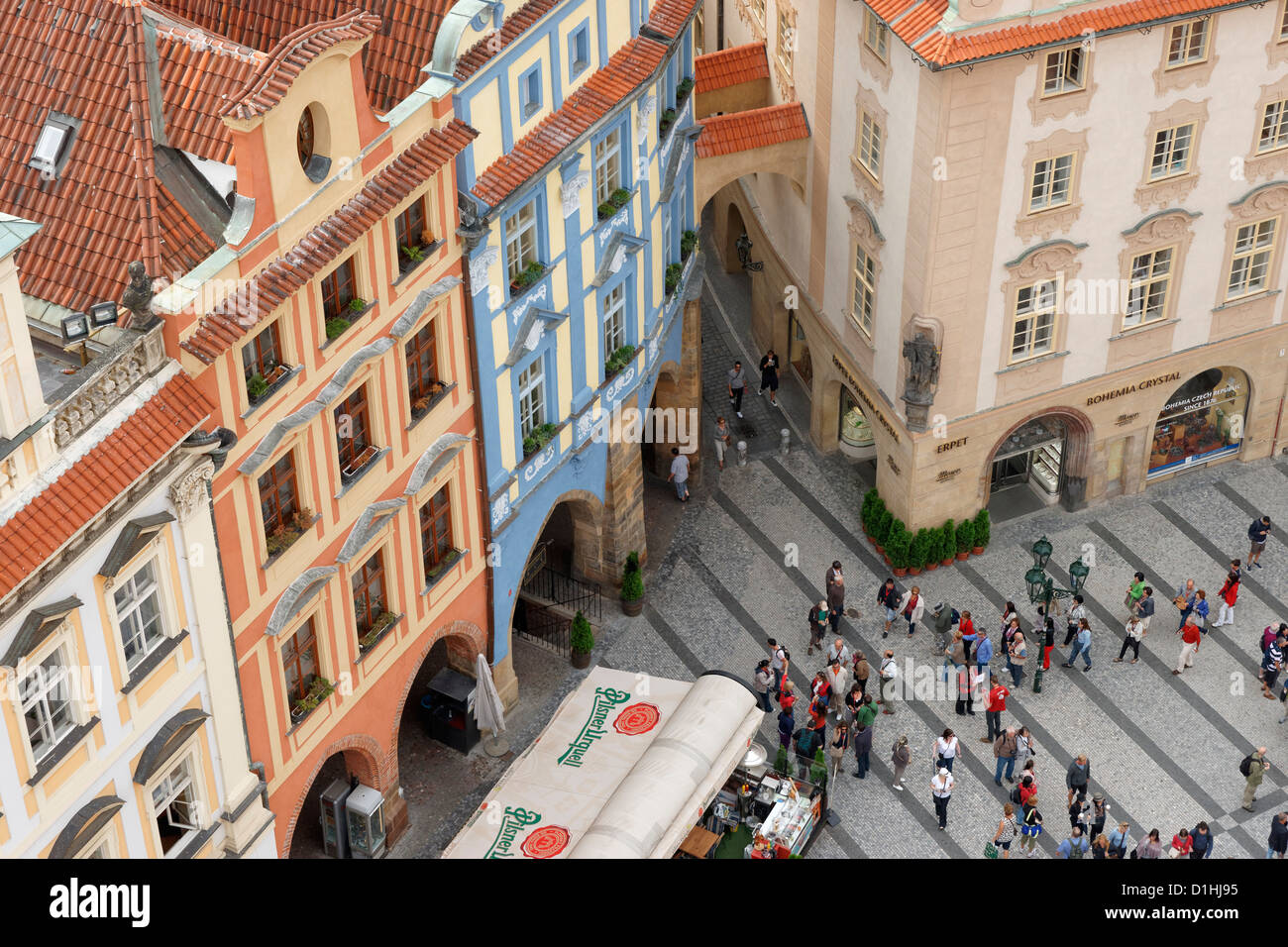 Rooftop view over Prague from the tower of the Old Town Hall, Stare Mesto, Prague, Czech Republic Stock Photo