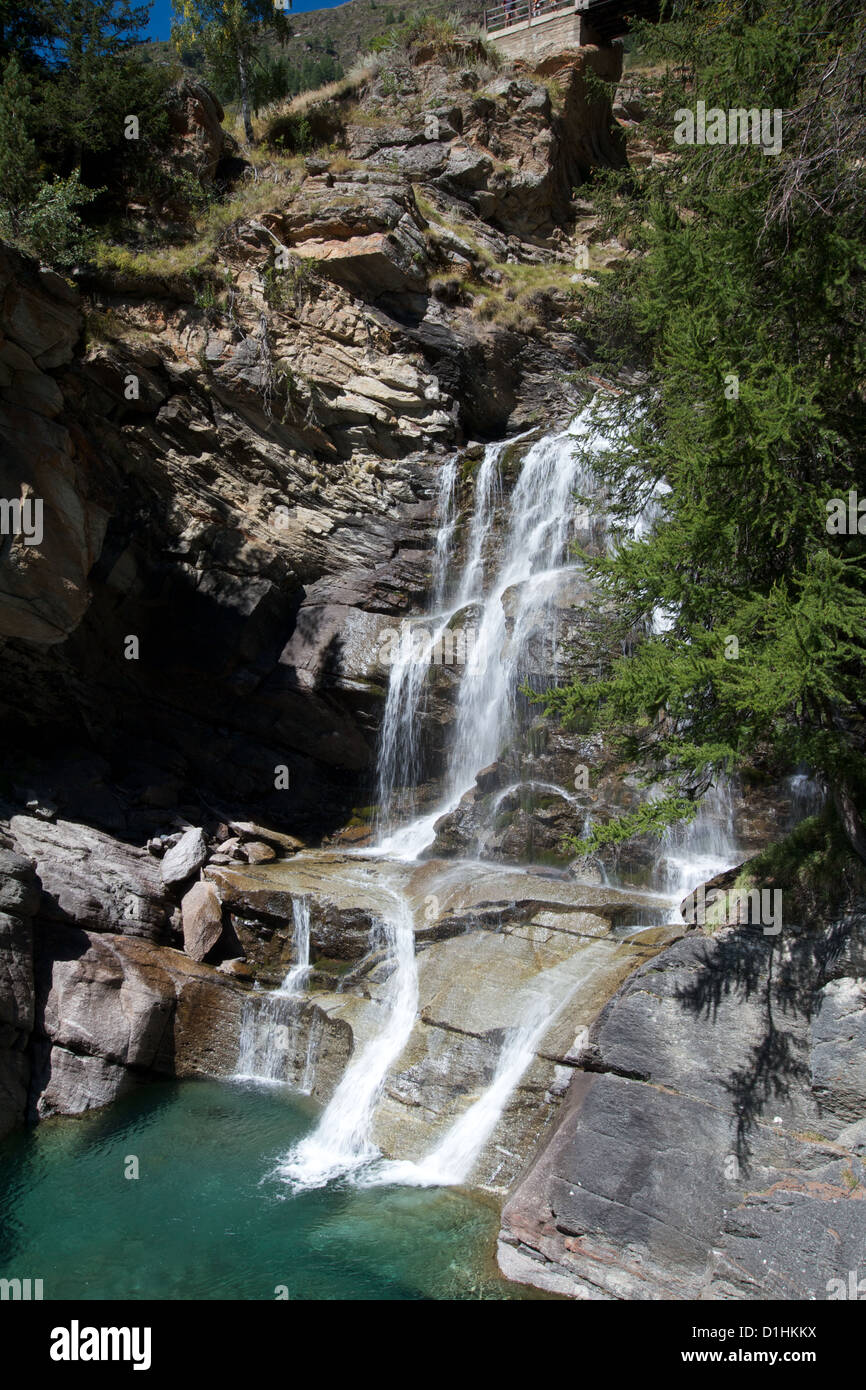 Lillaz waterfalls, Aosta Valley Stock Photo