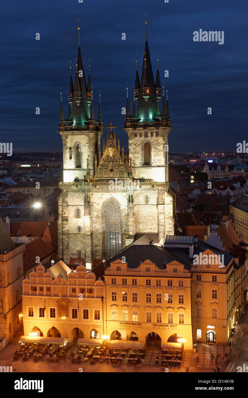 The Church of Our Lady before Tyn and Staromestske Namesti, Stare Mesto, Prague, Czech Republic. Kostel Matky Bozi Pred Tynem. Stock Photo