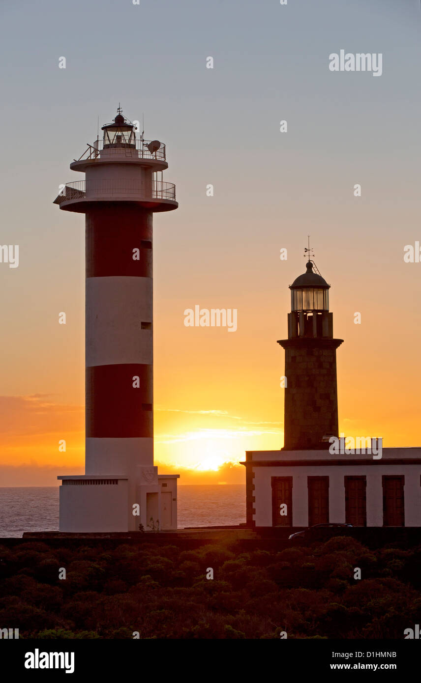 New and old lighthouse at Fuencaliente, La Palma, Spain, Europe Stock Photo