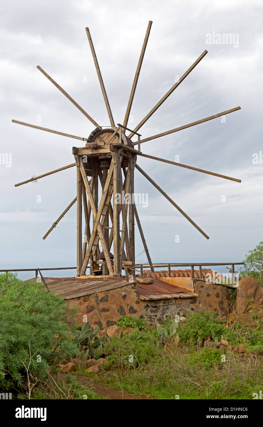 Old windmill, La Palma, Canary Islands, Spain Stock Photo