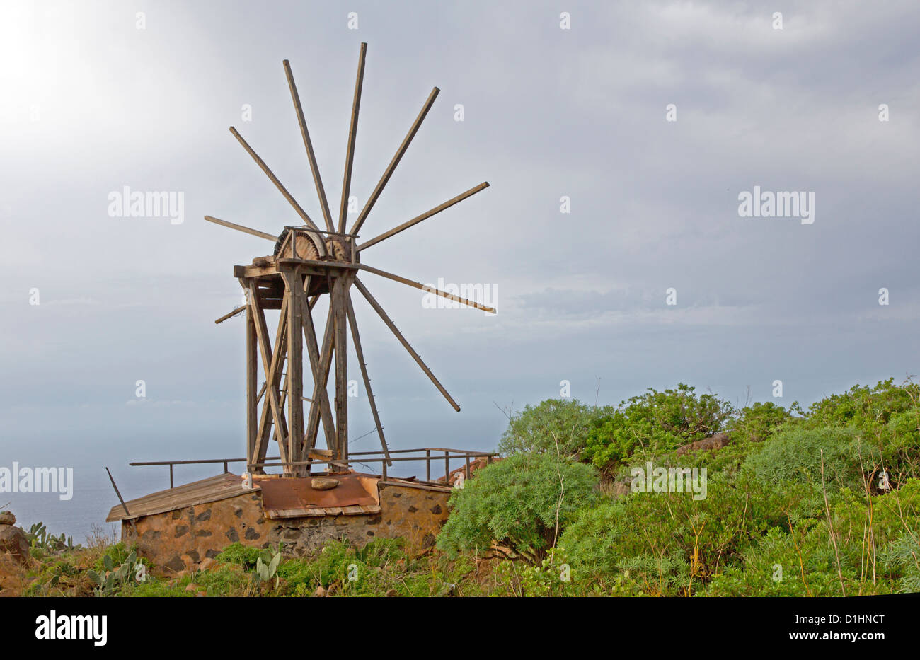 Old windmill, La Palma, Canary Islands, Spain Stock Photo