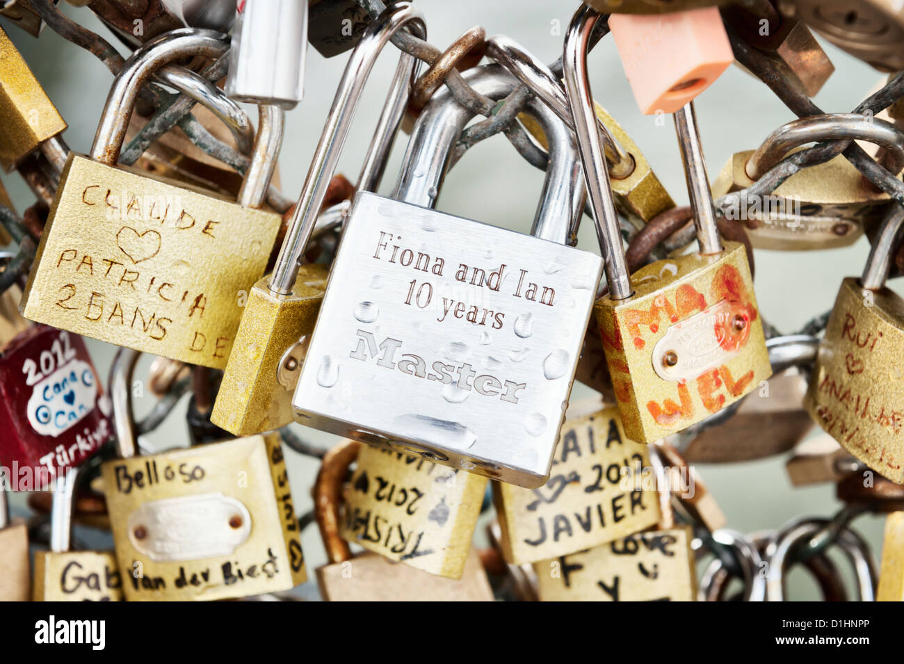 Pont des Arts love locks - Paris bridge Stock Photo