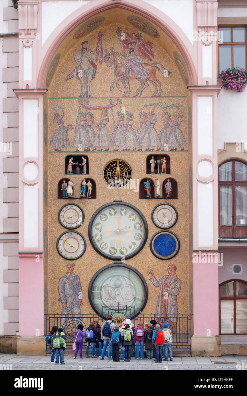 Astronomical Clock, Town Hall, Horni Namesti, Olomouc, North Moravia, Czech Republic Stock Photo