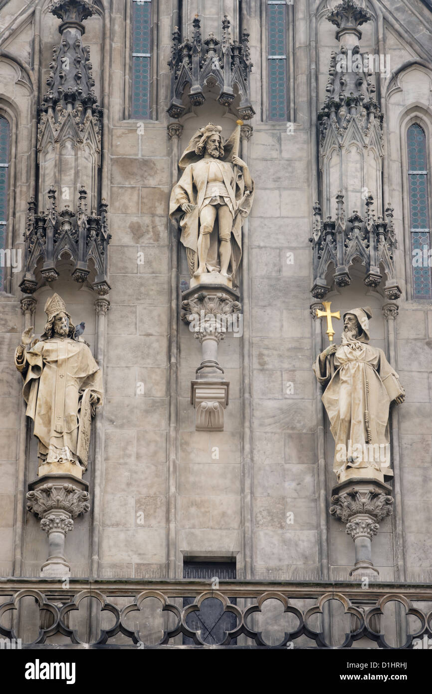 Sculptures on St Wenceslas Cathedral, Olomouc, North Moravia, Czech Republic Stock Photo