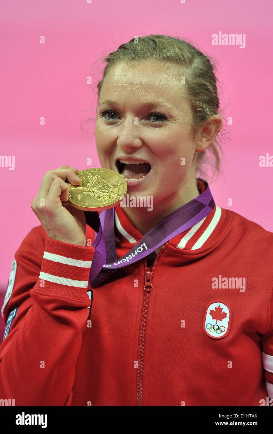 Gold Medalist Rosannagh Maclennan )CAN, Canada). Trampoline Stock Photo