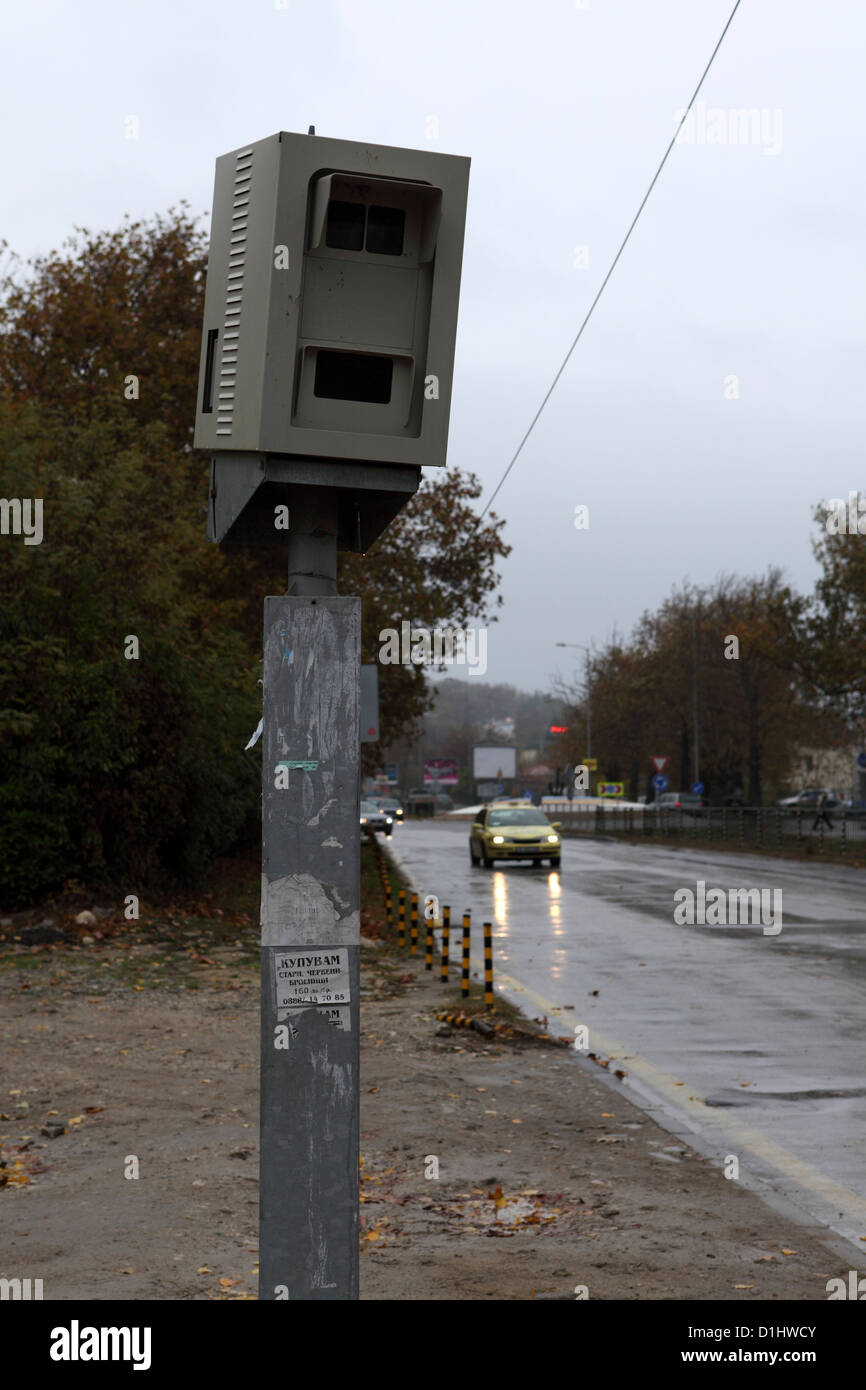 Speed camera by a main road in Varna, Bulgaria Stock Photo - Alamy