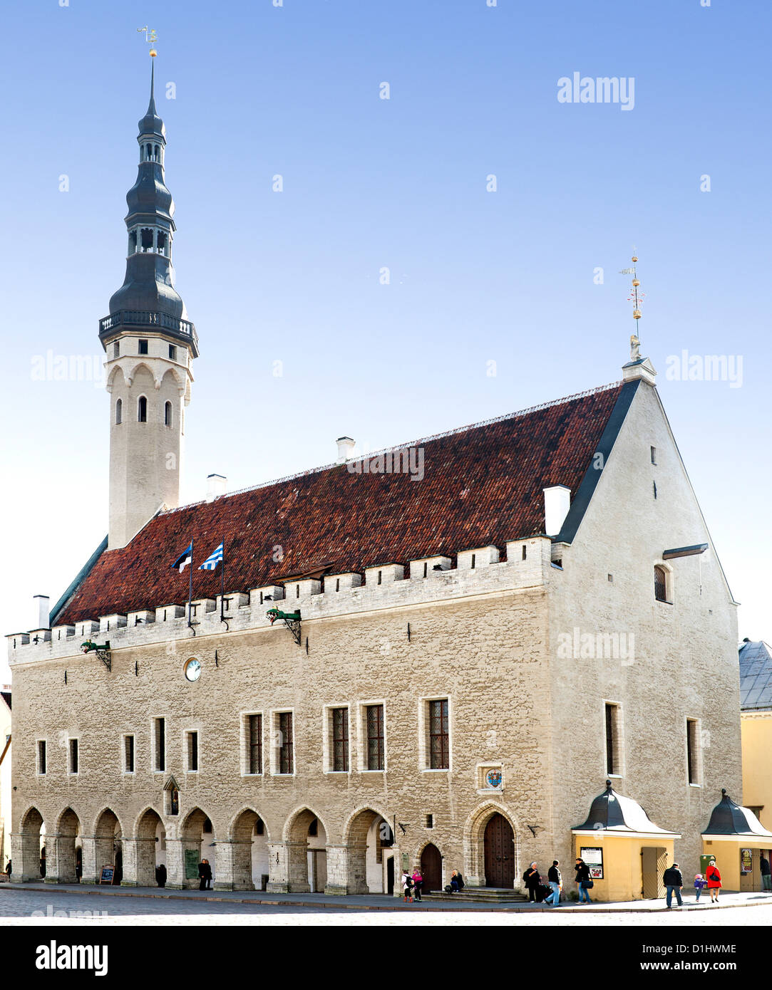 Tallinna Raekoda (Tallinn Town Hall) on Raekoja Plats (Town Hall Square) in Tallinn, the capital of Estonia. Stock Photo