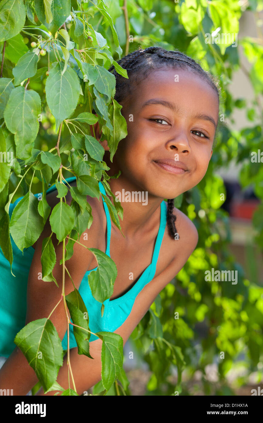 Outdoor portrait of a cute little African American girl Stock Photo - Alamy