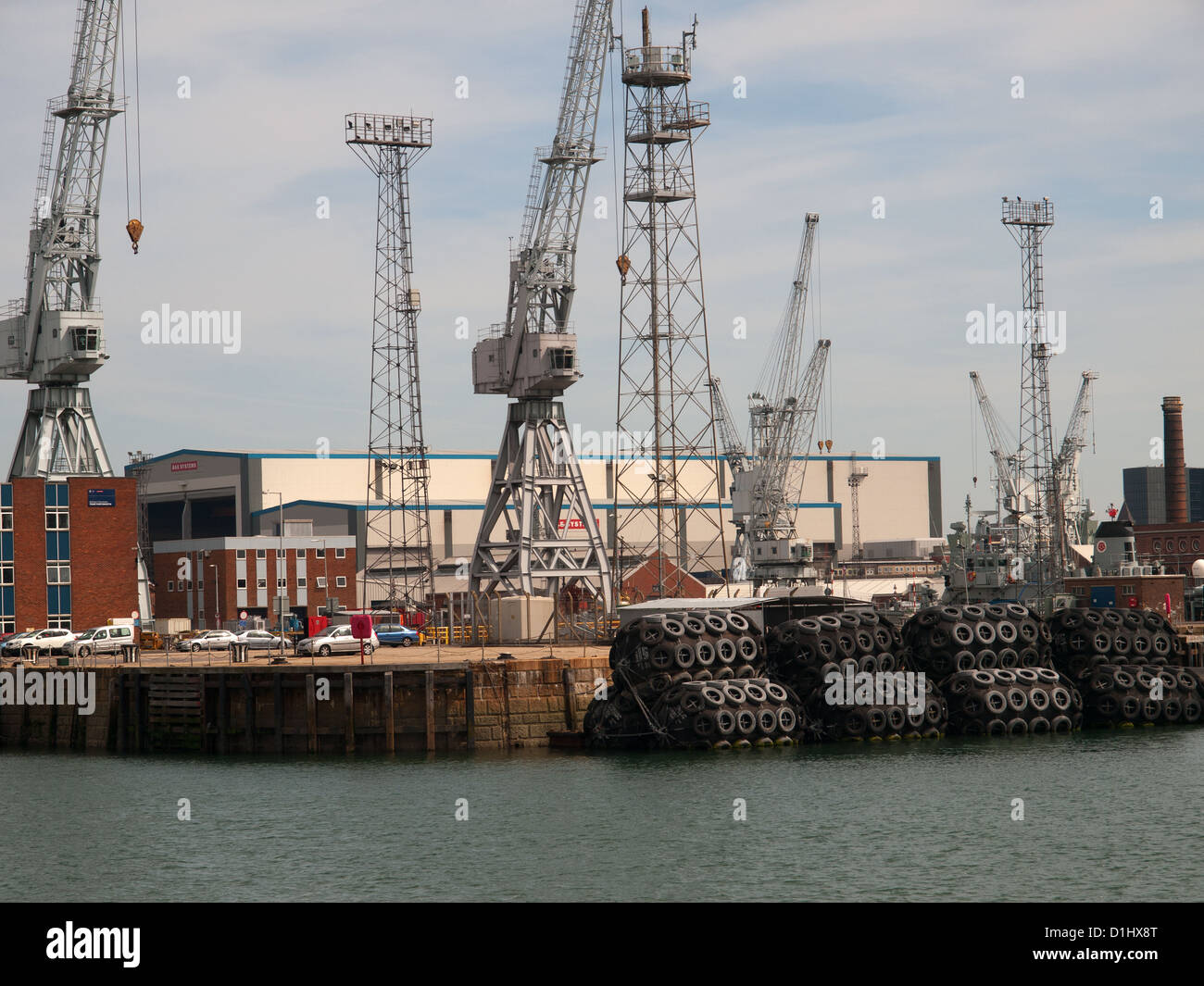 BAE Systems shipyard building Portsmouth Harbour Hampshire England UK