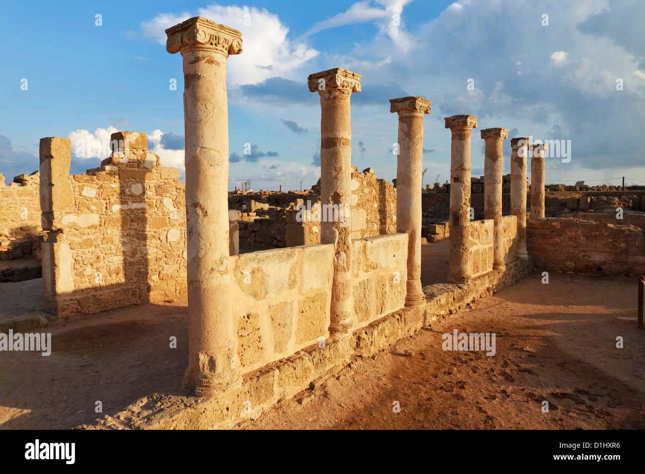 Ruins of an ancient temple at  Paphos archaeological complex, Cyprus Stock Photo