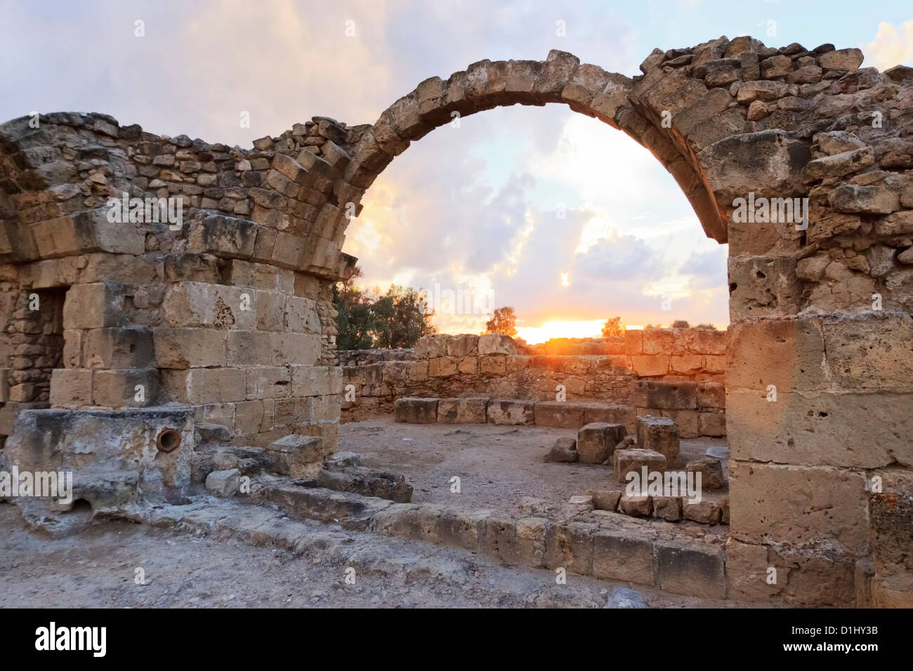 Saranda Colones castle, Paphos achaeological complex, Cyprus Stock Photo