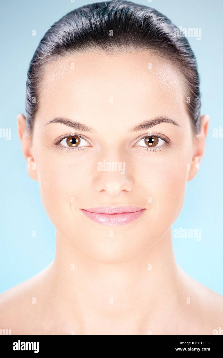 Portrait of a pretty woman, Clean skin concept Stock Photo