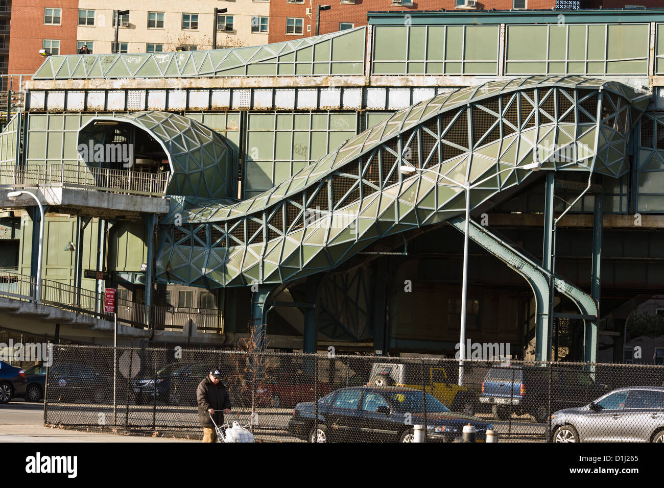 Artist Vito Acconi created 'Wavewall', West 8th St Subway Station at Coney Island, Brooklyn, New York Stock Photo