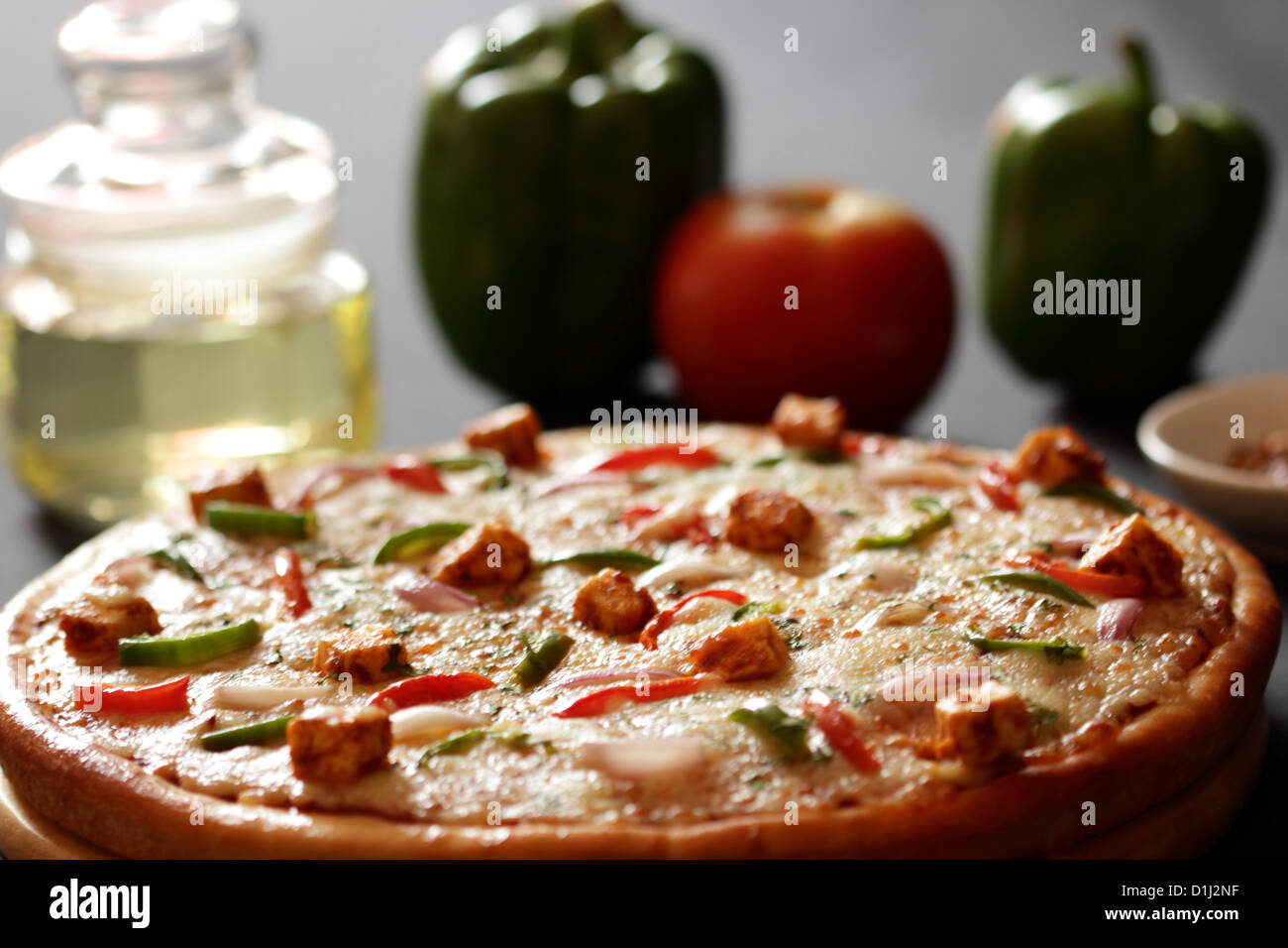 Fresh Cottage Cheese Chicken Pizza Stock Photo 52643067 Alamy